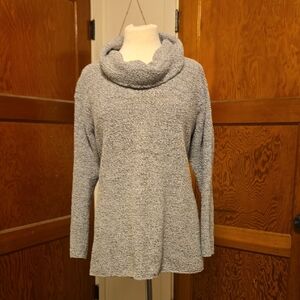 Margret Winters Woven Gray Cowl Neck Sweater with Textured Knit